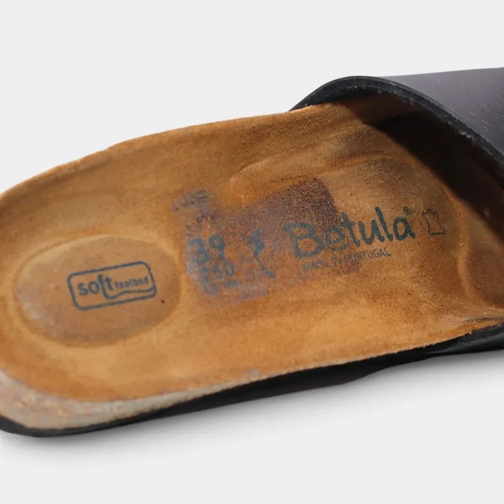 Betula Birkenstock Reggae Womens 8 EU 39 Black Soft Footbed Slide Sandals